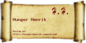 Hunger Henrik névjegykártya